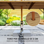 6 Seater Rectangular Garden Table with Umbrella Hole, Wood and Steel, 175x80x75 cm, Brown