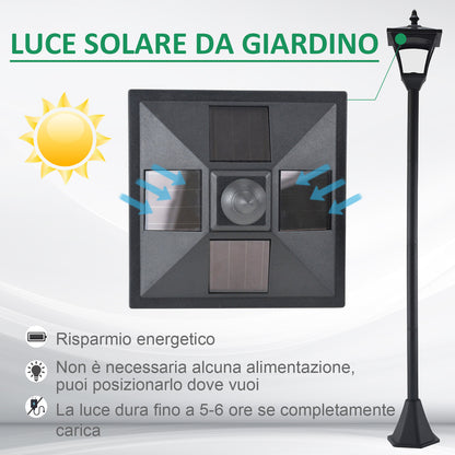 Garden Lamp Outdoor LED Solar Powered Floor Lamp Waterproof IP44, 15x15x120 cm, Black - Borgè