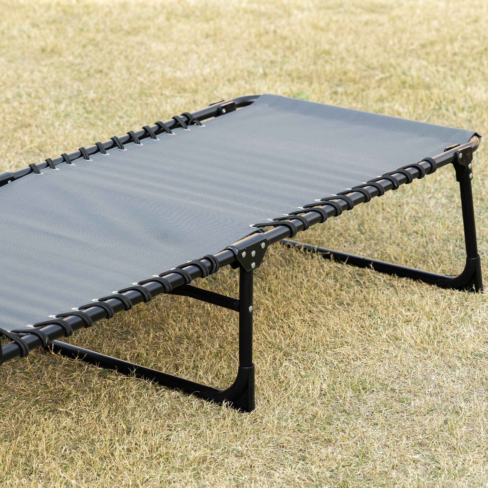 Outsunny Folding Garden Lounger with 5-Position Reclining Backrest and Cushion, 185x58x30cm, Grey