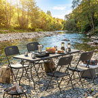 Outsunny 5-Piece Camping Table and Chair Set with Folding Table and 4 Chairs, in HDPE and Black Metal
