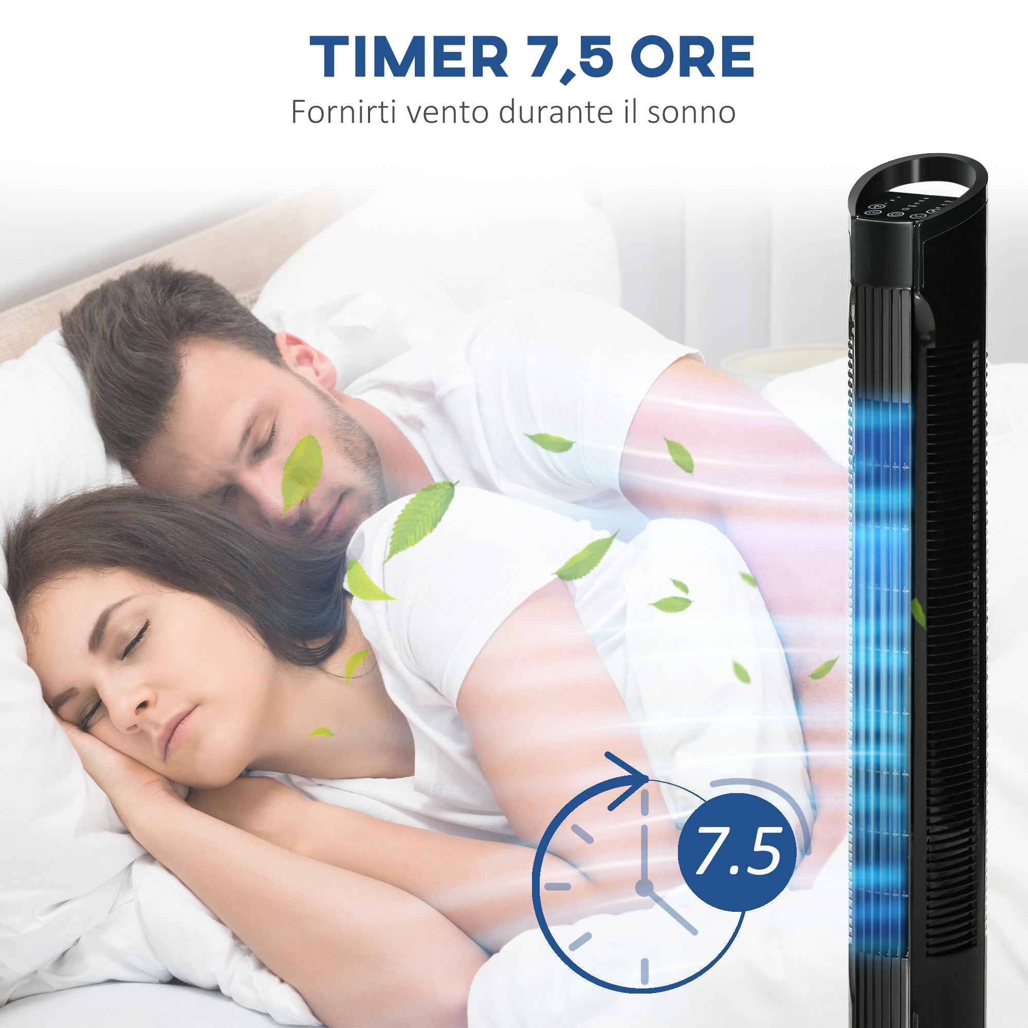 HOMCOM Tower Fan with 5m Remote Control, 70° Oscillation, 3 Functions and 3 Speeds, Black