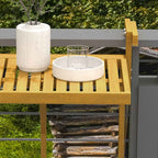 Outsunny Folding and Adjustable Wooden Balcony Railing Table, Wood Color