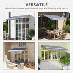 Outsunny Replacement Awning Cover 3x2.5m Retractable Sun Shade Canopy in Anti-UV 50+ Polyester, Garden, Grey