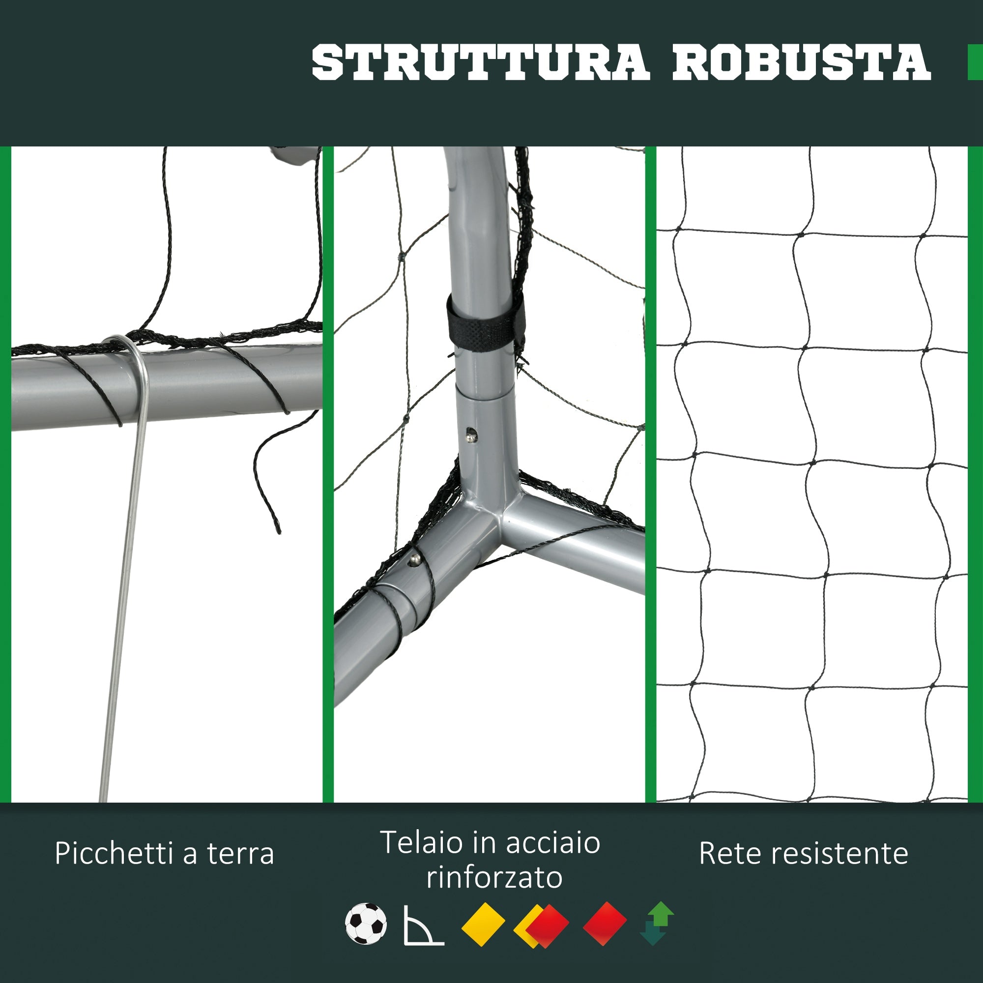 SPORTNOW Grey Football Goal 300x120x200 cm with Screws and Pegs Included, in PE and Metal