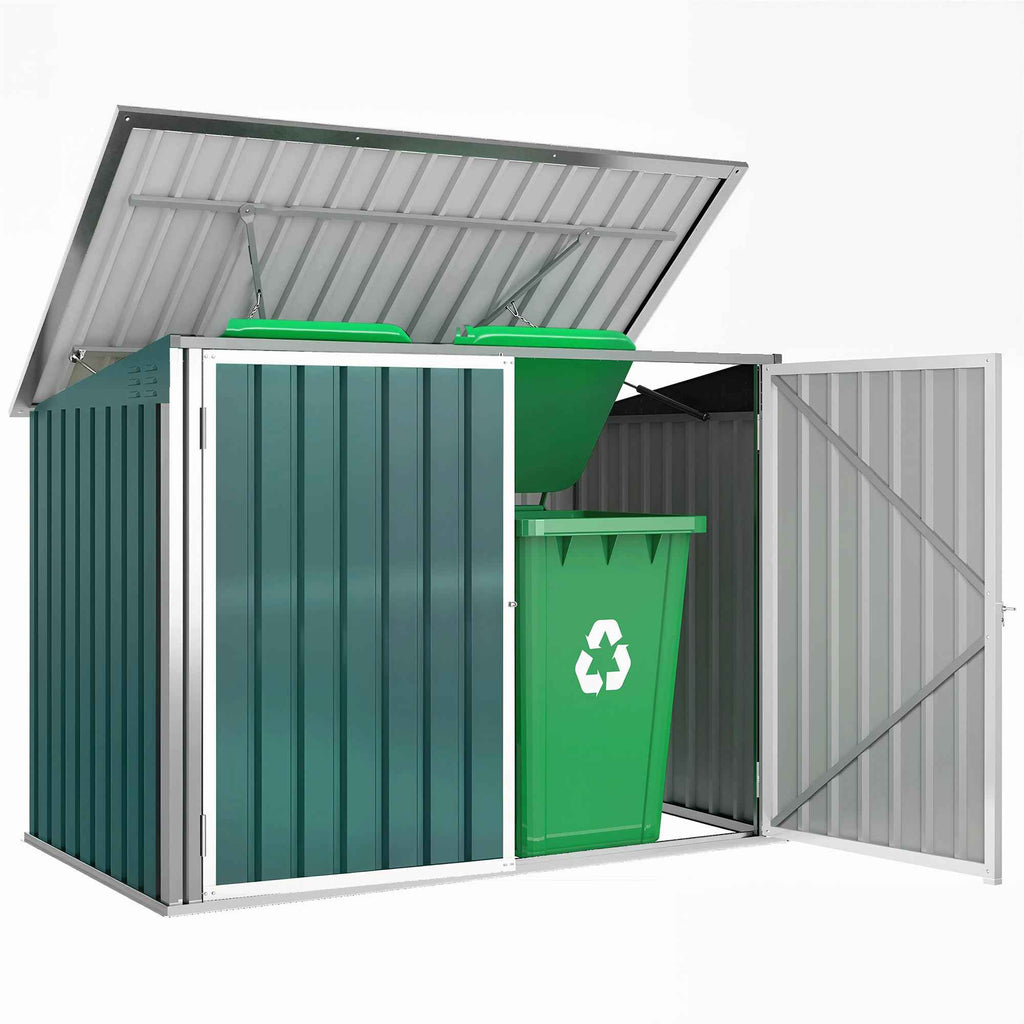 Outsunny Outdoor Steel Garbage Can Shed with Double Door