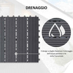 Outsunny Set of 11 Non-Slip Interlocking Outdoor Tiles in Recycled HDPE, 30x30x2.2 cm, Grey