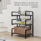 HOMCOM 3-Tier Industrial Printer Stand, Metal and Chipboard, 55x40x77 cm, Black