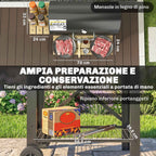 Outsunny Charcoal Barbecue, Mobile Grill with Folding Shelves and Thermometer