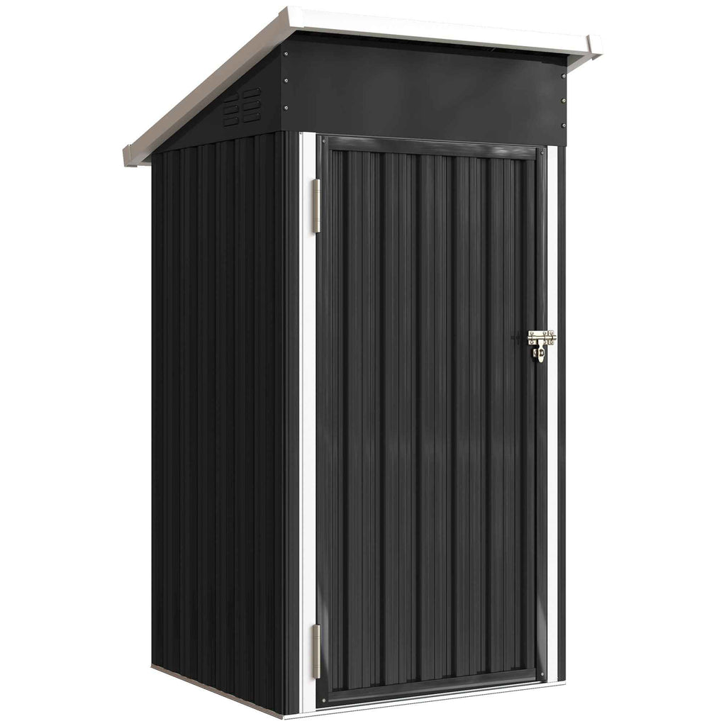 Outsunny Steel Garden Shed with Vents and Lockable Door, 107.5x91x185 cm, Dark Grey