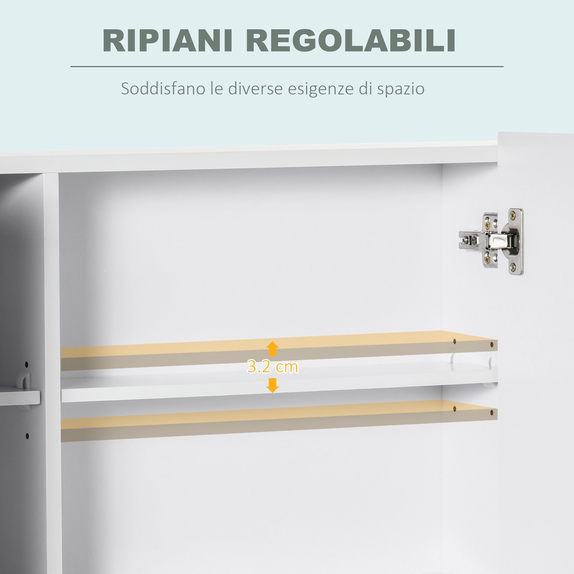 kleankin Bathroom Mirror Cabinet with 3 Cabinets, 3 Shelves and LED Light, 90x15x65 cm, White - Borgè