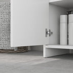Bathroom Vanity Unit with 2 Decorated Doors and U-Cut for Pipes, 60x30x60cm, White