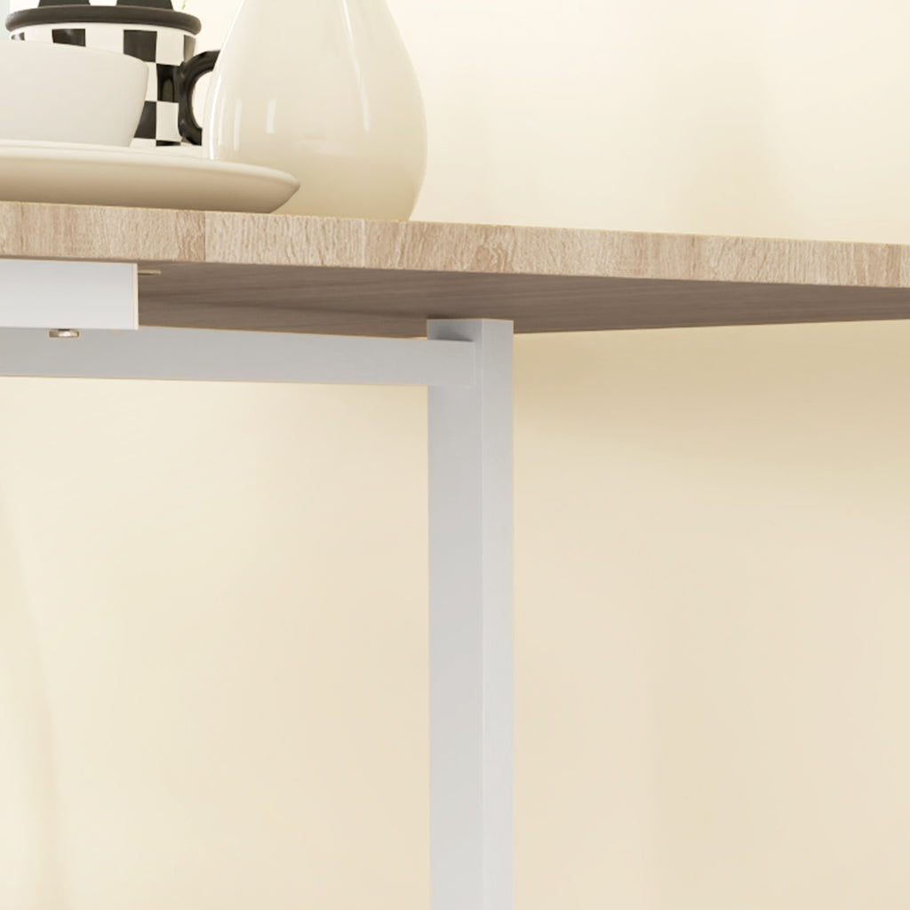 HOMCOM Industrial Folding Table with 2 Drop-Leafs and Wheels in Chipboard and Steel, 120x80x73cm, Oak