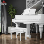 HOMCOM Adjustable Piano Stool with Storage Compartment and Padded Seat, 54.5x33x48-58 cm, White