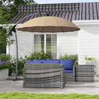 Decentralized Garden Umbrella 2.7m with Crank Opening and 16 Fiberglass Ribs, Khaki - Borgè