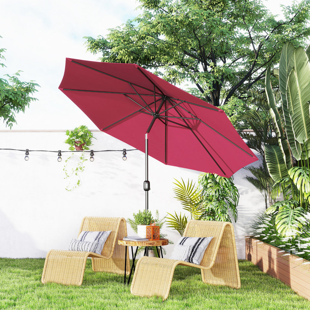 Outsunny 3x2.5 m Tilting Garden Umbrella with Removable Pole, in Metal and Polyester, Dark Red