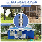 Outsunny Set of 4 Gazebo Weights, Fillable with Sand up to 12 kg, in 168D Oxford Fabric, 20x10x43 cm, Black and Grey