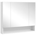 kleankin Bathroom Mirror Cabinet with 3 Soft-Close Doors and Adjustable Shelves, 90x15x75 cm, White