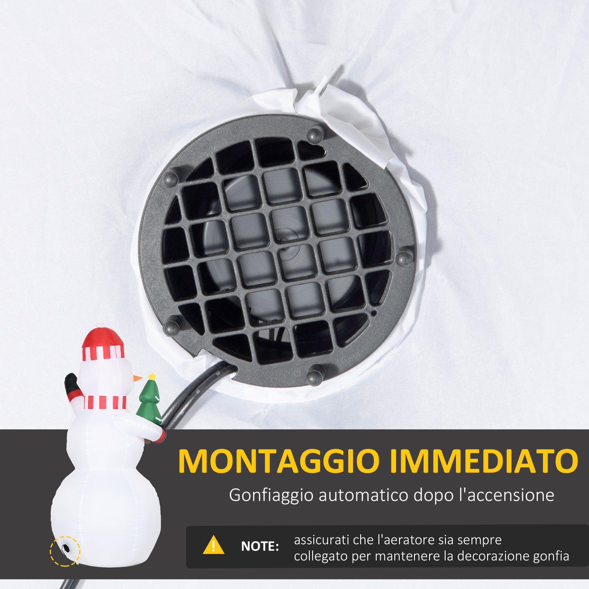 Inflatable Snowman with LED Lights for Outdoor and Indoor use with Inflator, 93x83x180cm