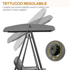 SIERA | 2-Seater Swing with Adjustable Canopy and Cushions, in Steel and Polyester, 144x117x173 cm, Grey