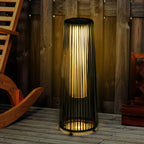 Outsunny Solar LED Garden Lantern with Charging Panel in Rattan and Metal, Ø21.5x61cm, Black