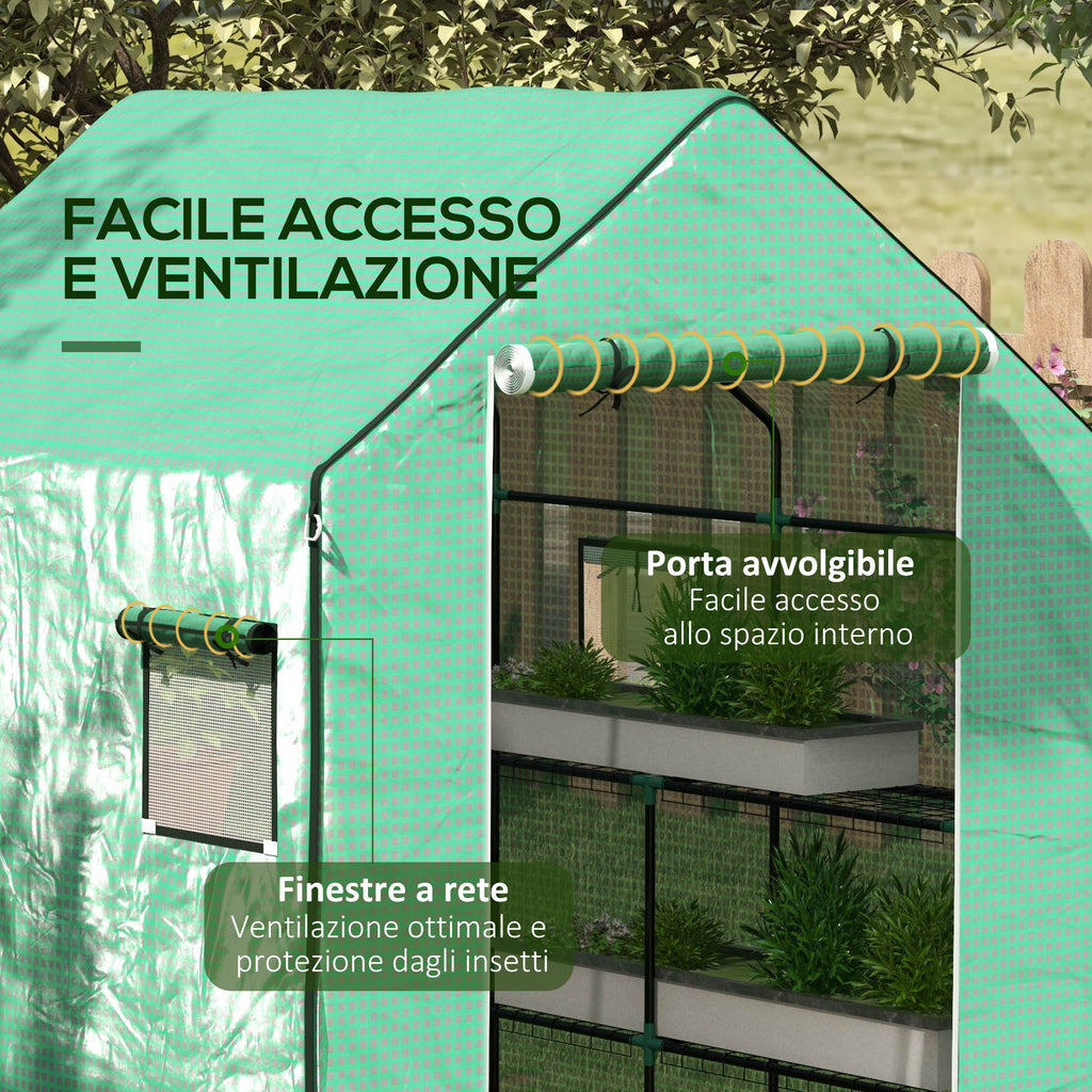 PE Cover for Garden Greenhouse with Hinged Door and Windows, 140x143x190cm, Green (COVER ONLY)
