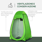 Outdoor Camping Shower Tent with Zippered Door, Storage Bag, and Hook, 126x124x189cm, Green
