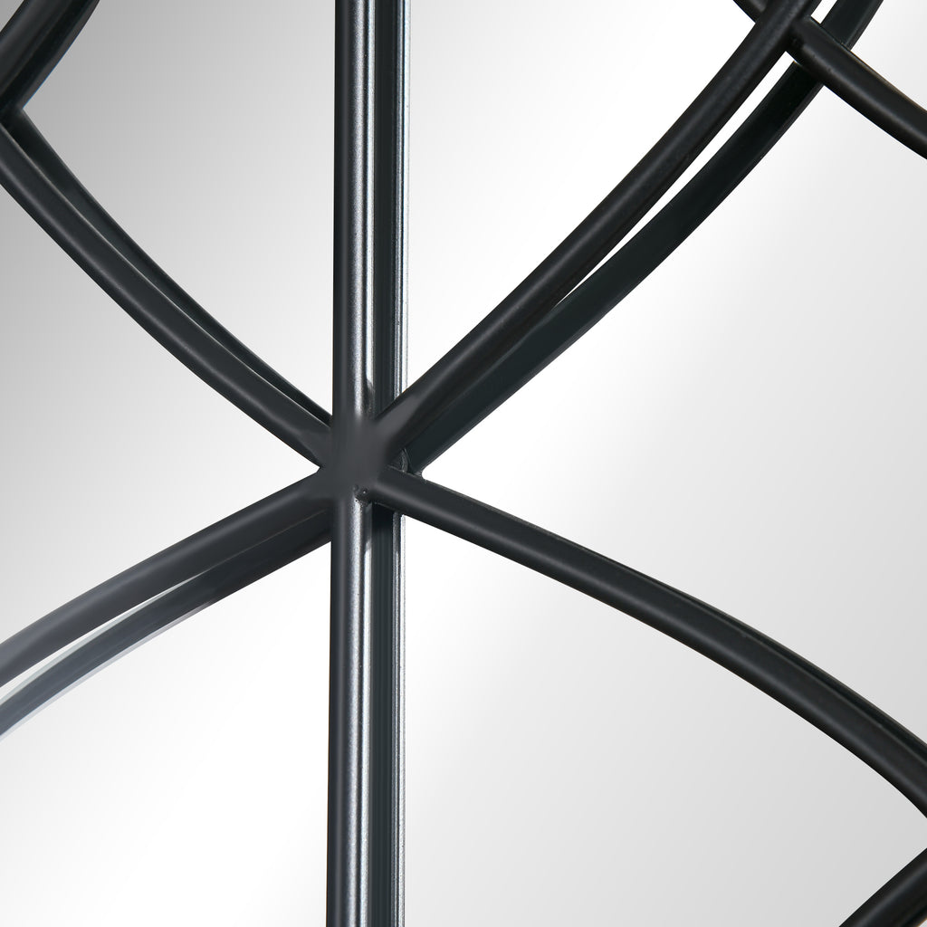 HOMCOM Arched Wall Mirror with Modern Details and Hooks, Wood and Glass, 60x93 cm, Brown and Black