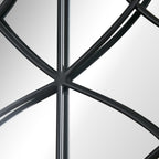 HOMCOM Arched Wall Mirror with Modern Details and Hooks, Wood and Glass, 60x93 cm, Brown and Black