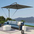 Outsunny Adjustable Cantilever Umbrella with Cross Base and Crank Handle, in Steel and Polyester, 247x247x256, Dark Grey