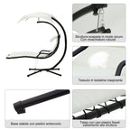 Hanging Garden Lounger, Padded Outdoor Hanging Lounger with Canopy, Cream 190x115x190cm