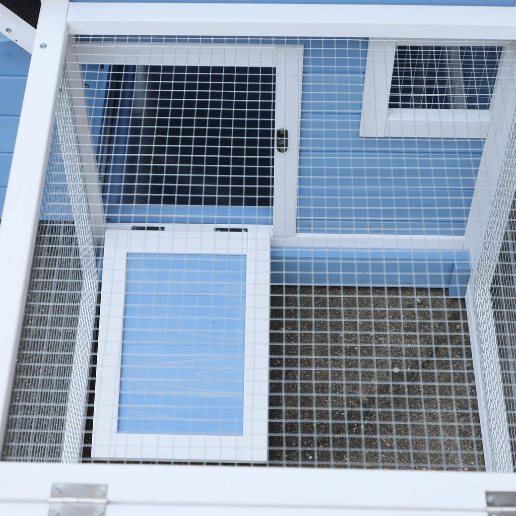 Chicken Coop with Running Area and Removable Nesting Tray, Wooden Garden Chicken Coop with Waterproof Roof, 180x91x79 cm