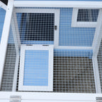 Chicken Coop with Running Area and Removable Nesting Tray, Wooden Garden Chicken Coop with Waterproof Roof, 180x91x79 cm