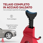 Set of 2 3-ton Car Stands Adjustable from 29-42.5 cm, Carbon Steel and Cast Iron, Red