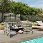 350L 2-Tier Outdoor Storage Chest with Gas Pistons, PE Rattan and Steel, 118x57x69 cm, Grey