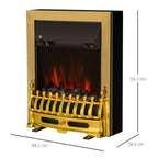 Electric Fireplace Built-in or Floor Power 1000W / 2000W in Plastic and Metal 48.2 × 18.5 × 59.2cm Gold