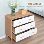 3 Drawer Raised Chest of Drawers for Living Room and Bedroom, Wooden, 80x39x80 cm, White and Wood Color