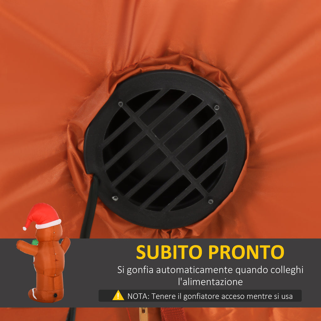 183cm Inflatable Gingerbread Man with Built-in LED Lights, Outdoor Christmas Decoration