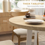 HOMCOM Modern Round Dining Table for 4 People, Ø100x75cm, Natural Wood and White - Borgè