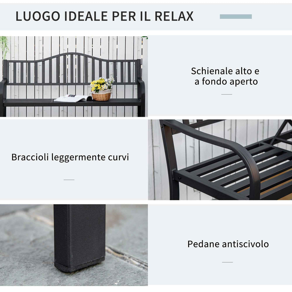 Outsunny 2-3 Seater Garden Bench with Lift-Up Metal Table, 150x58.5x90cm, Black