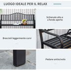 Outsunny 2-3 Seater Garden Bench with Lift-Up Metal Table, 150x58.5x90cm, Black