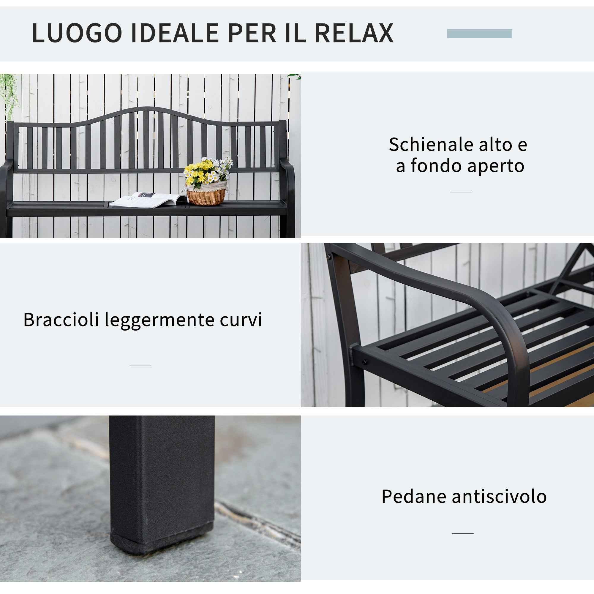 Outsunny 2-3 Seater Garden Bench with Lift-Up Metal Table, 150x58.5x90cm, Black