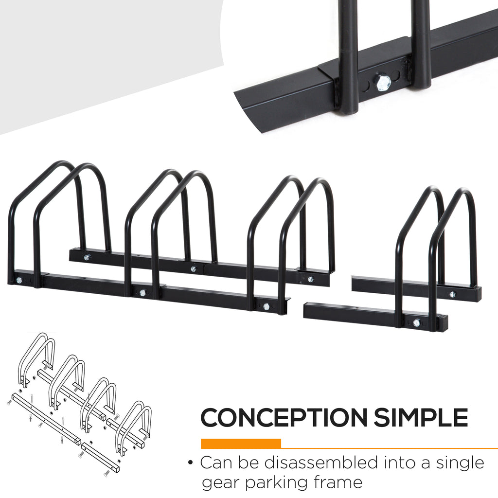 HOMCOM Bicycle Parking Rack for 4 Steel Bicycles, 110x33x27 cm, Black - Borgè