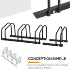 HOMCOM Bicycle Parking Rack for 4 Steel Bicycles, 110x33x27 cm, Black - Borgè