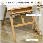 Vinsetto Folding Beech Easel with Adjustable Height and Angle, 65x110x180-235 cm