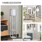 40W Floor Lamp with 3 Shelves and Foot Switch, Made of Wood and Acrylic, 26x26x160 cm, White