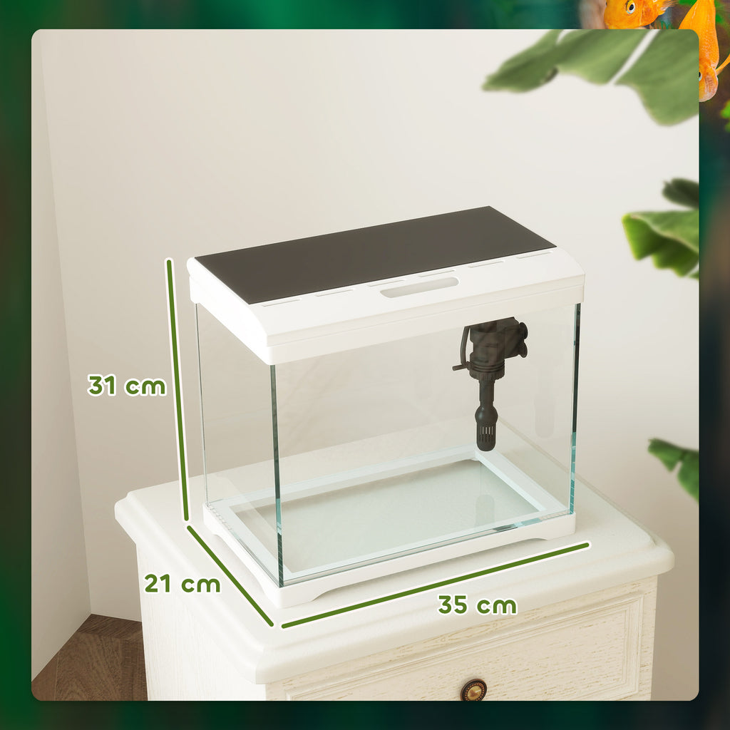 Goldfish Aquarium 17L with LED Lights, Water Pump and Filter System, 35x21x31 cm, White