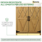 Wooden Garden Cabinet Tool Storage with 2 Doors and 4 Shelves, Sheet Metal Top, 75x40x90 cm
