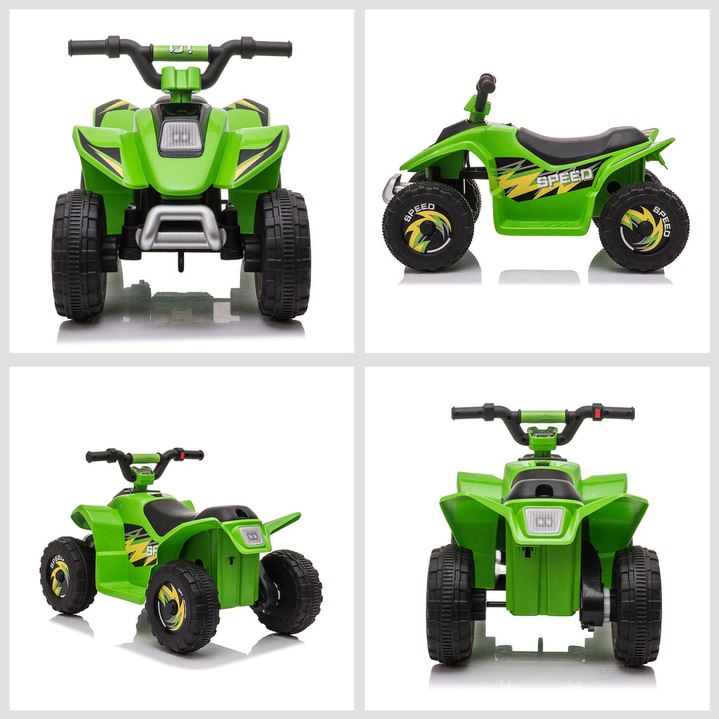Electric Quad Bike for Kids with 6V Rechargeable Battery and Forward and Reverse Gear, 72x40x45.5 cm, Green