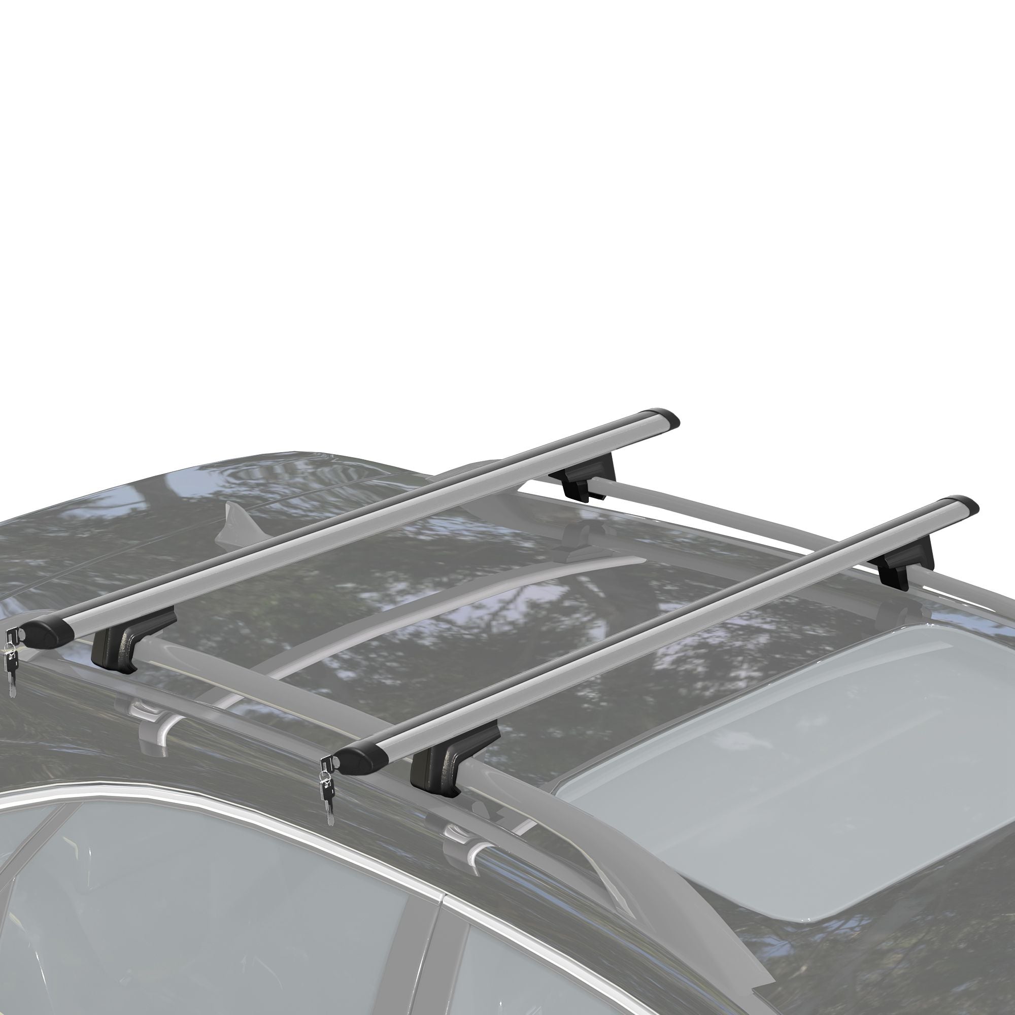 Car Roof Rack with Lock and Keys, Aluminum Alloy, 125 x 5.5 x 7 cm, Max. 75 kg