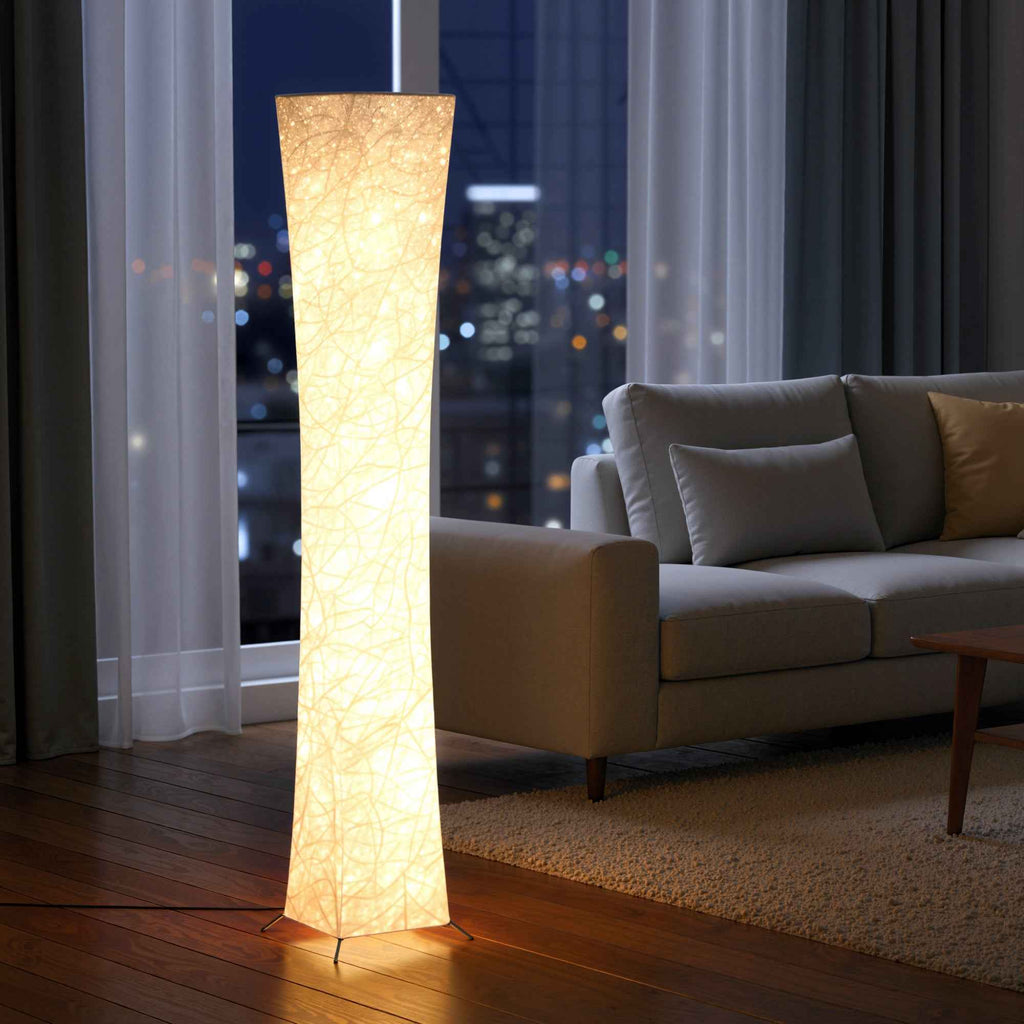 HOMCOM Modern Floor Lamp with Foot Switch, Steel and Fabric, 25x25x129 cm, White and Silver